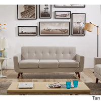 U.S. Pride Furniture Grace Rainbeau Canapé mid-century capitonné rembourré en lin