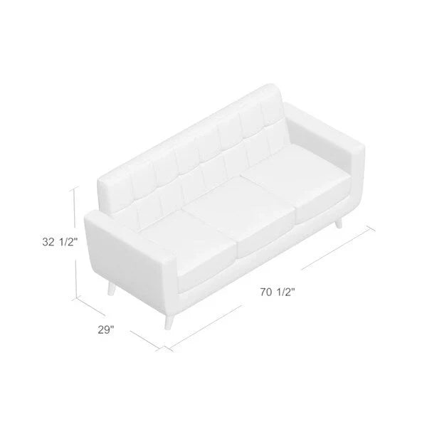 U.S. Pride Furniture Grace Rainbeau Canapé mid-century capitonné rembourré en lin