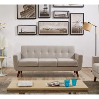 U.S. Pride Furniture Grace Rainbeau Canapé mid-century capitonné rembourré en lin