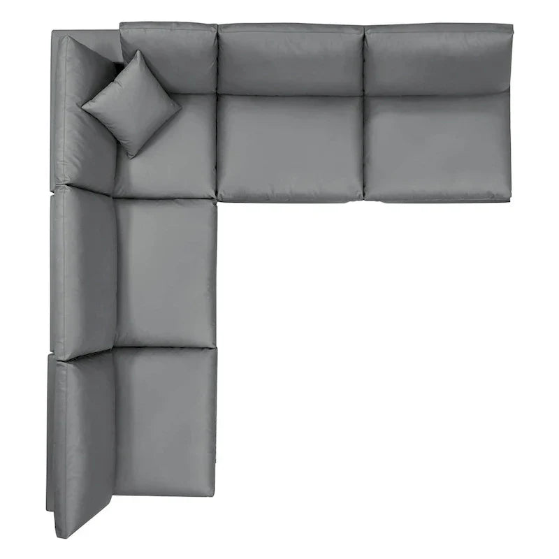 Canapé Sectionnel 5 Pièces Commix Garni de Plumes Surdimensionné en Cuir Végan