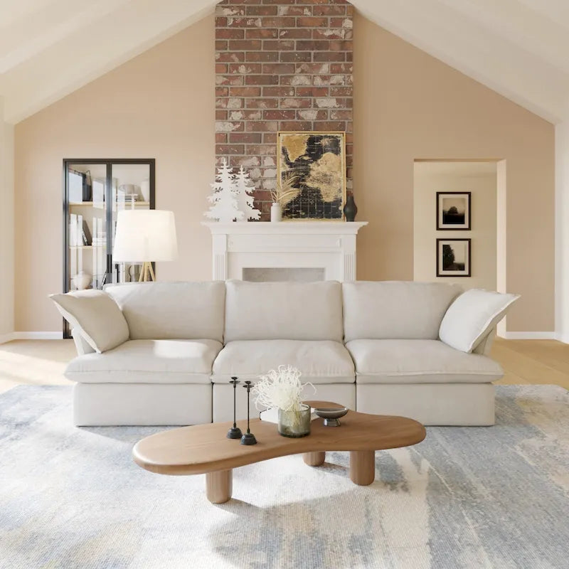 Canapé Sectionnel en Velours Moderne Rembourré pour Salon