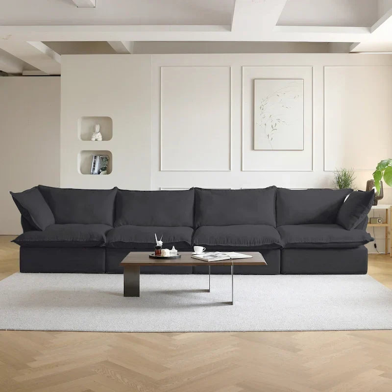 Canapé Sectionnel en Velours Moderne Rembourré pour Salon