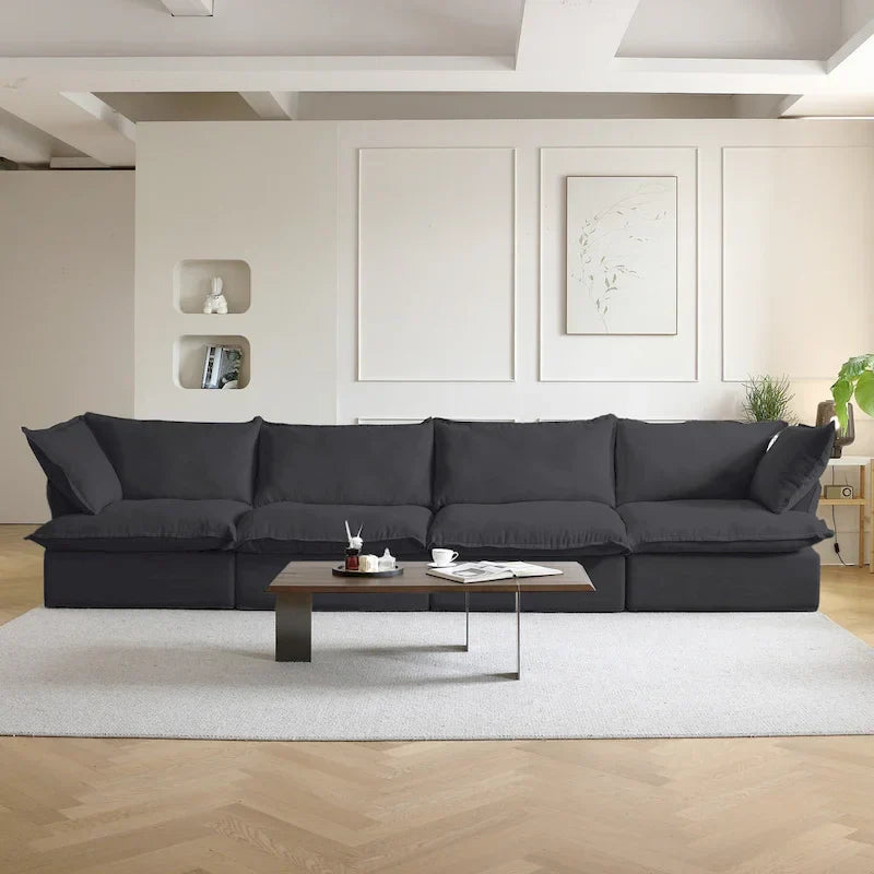 Canapé Sectionnel en Velours Moderne Rembourré pour Salon