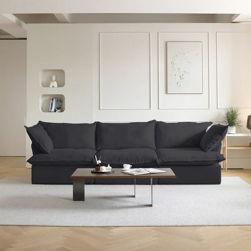 Canapé Sectionnel en Velours Moderne Rembourré pour Salon