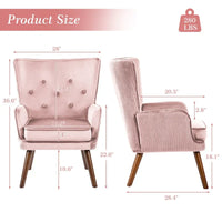 Fauteuil d'appoint contemporain en velours capitonné avec oreilles, lot de 2 - 36,6 H x 28 L x 28,4 P