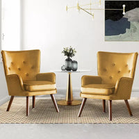 Fauteuil d'appoint contemporain en velours capitonné avec oreilles, lot de 2 - 36,6 H x 28 L x 28,4 P