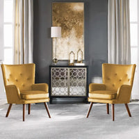 Fauteuil d'appoint contemporain en velours capitonné avec oreilles, lot de 2 - 36,6 H x 28 L x 28,4 P