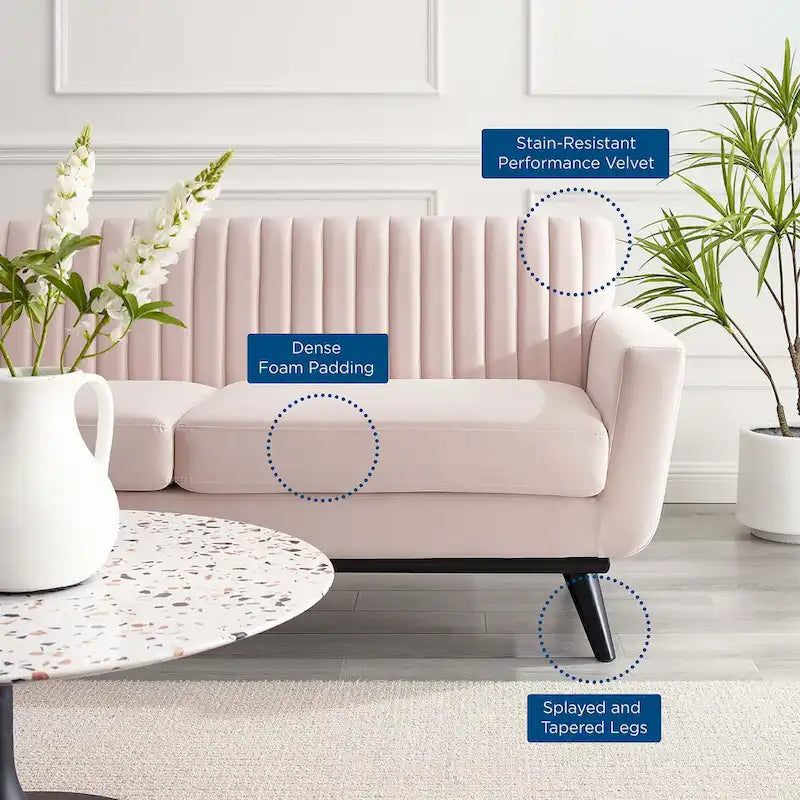 Causeuse en velours performance capitonné Engage Channel