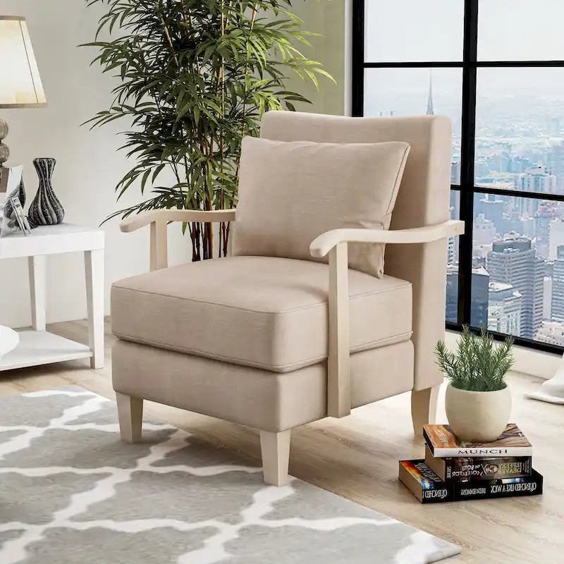 Fauteuil d'appoint contemporain en tissu et vinyle beige Cova par Furniture of America