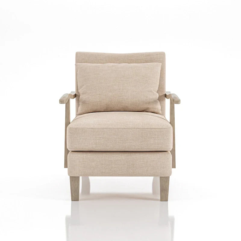 Fauteuil d'appoint contemporain en tissu et vinyle beige Cova par Furniture of America