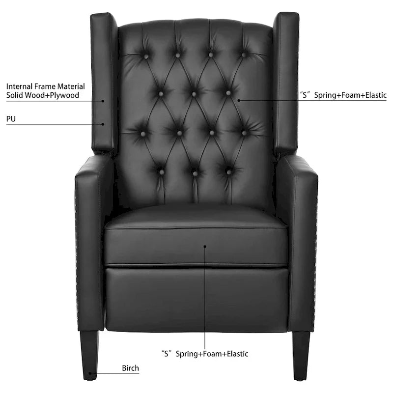 Fauteuil Inclinable Manuel à Oreilles Large - 34.45 x 27.16 x 40.55 pouces