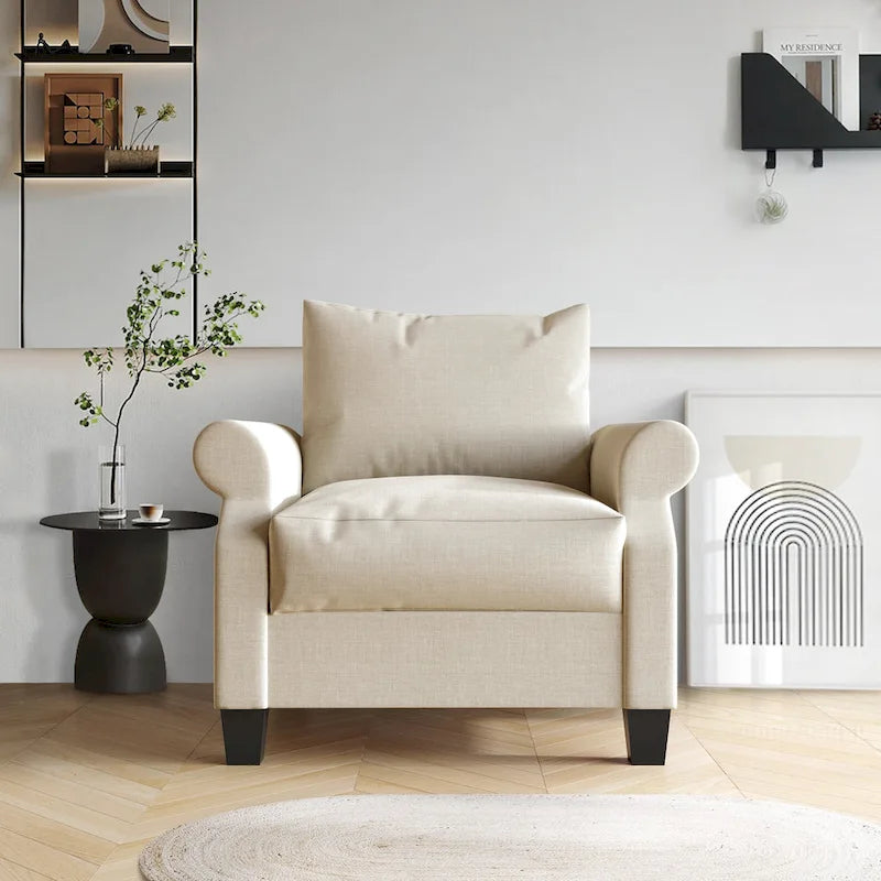 Fauteuil rembourré en lin classique CraftPorch