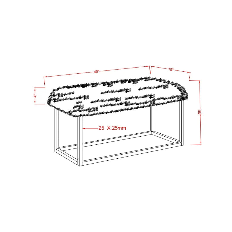 Banc d'entrée en métal Tula Contemporary de 40 pouces par Furniture of America