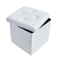 Pouf de rangement pliable, Repose-pieds, Pouf capitonné en cuir, Petit pouf carré pour salon, chambre à coucher, dortoir