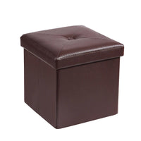 Pouf de rangement pliable, Repose-pieds, Pouf capitonné en cuir, Petit pouf carré pour salon, chambre à coucher, dortoir