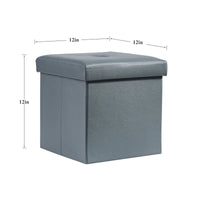 Pouf de rangement pliable, Repose-pieds, Pouf capitonné en cuir, Petit pouf carré pour salon, chambre à coucher, dortoir