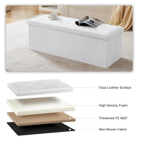 Pouf de rangement pliable, Repose-pieds, Pouf capitonné en cuir, Petit pouf carré pour salon, chambre à coucher, dortoir