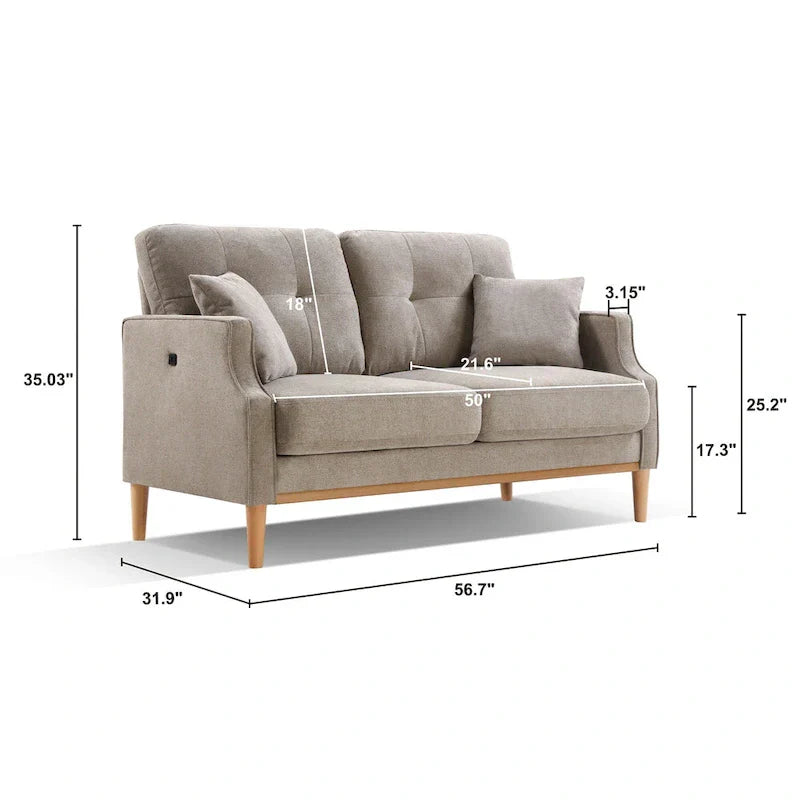 Causeuse 2 Places en Tissu avec Chargement USB