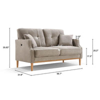 Causeuse 2 Places en Tissu avec Chargement USB