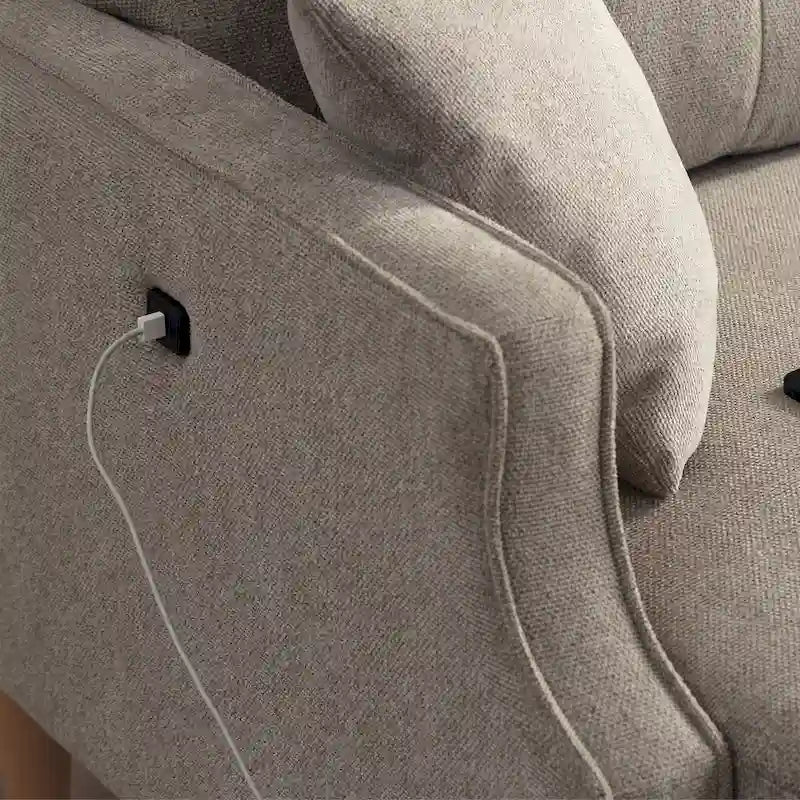 Causeuse 2 Places en Tissu avec Chargement USB