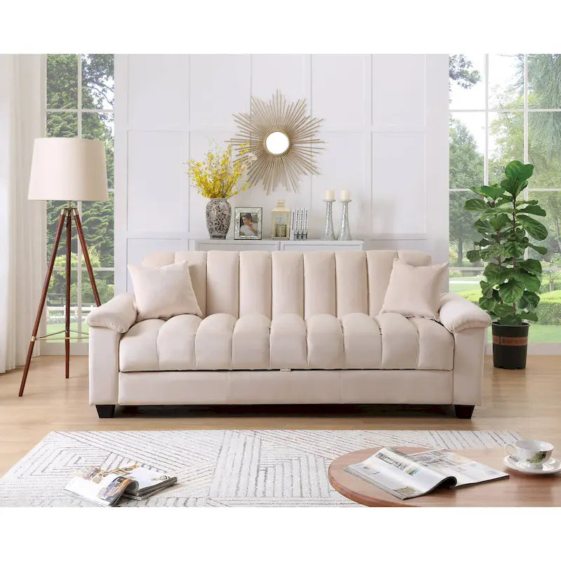 Canapé-lit convertible confortable en velours avec rangement 83 pouces.