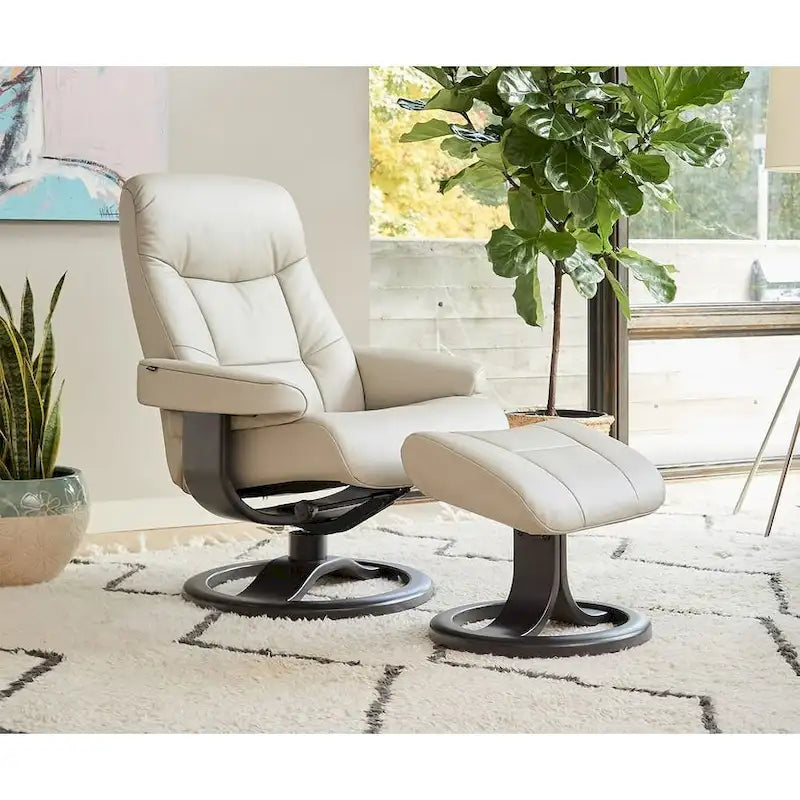 Fauteuil Inclinable et Pouf Fjords Muldal en Cuir