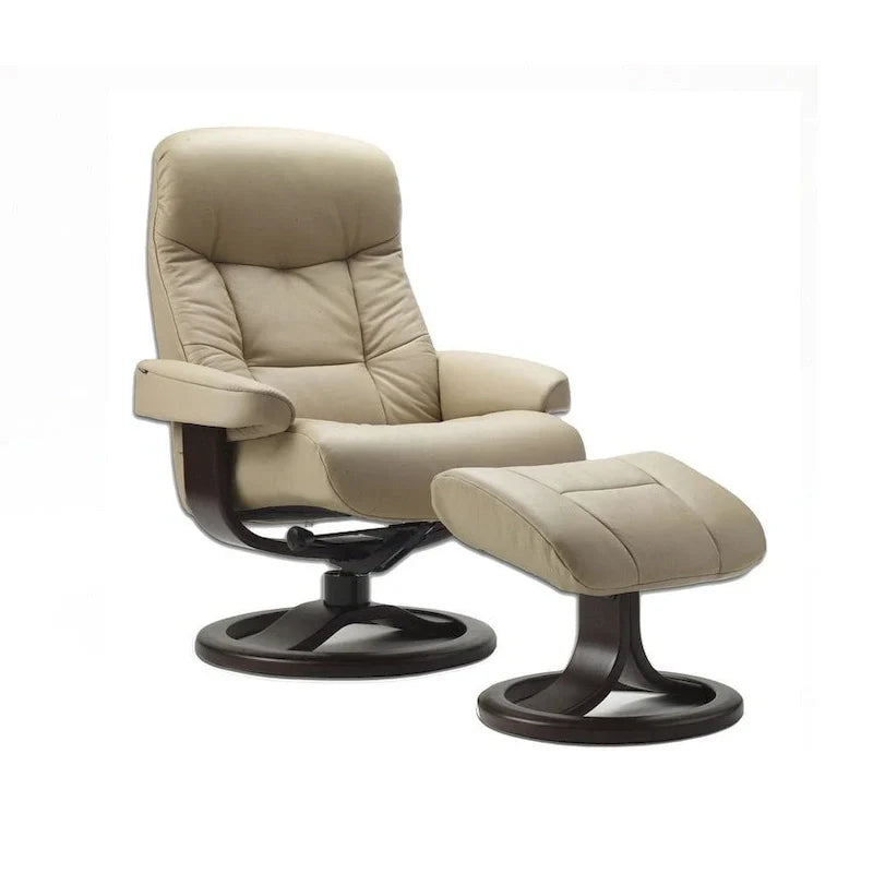 Fauteuil Inclinable et Pouf Fjords Muldal en Cuir