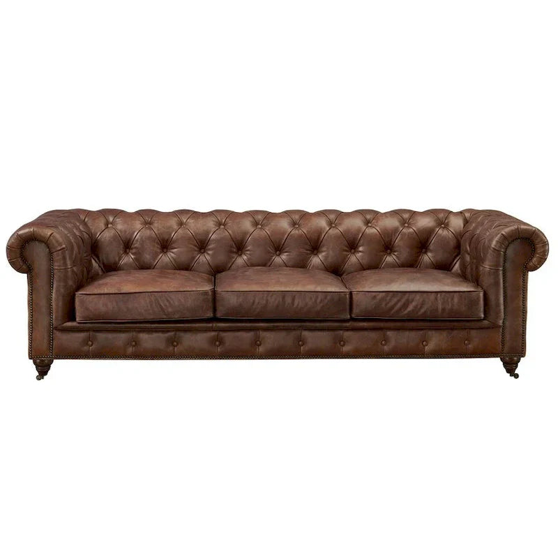 Canapé Chesterfield Century - Cuir châtaigne clair