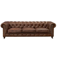 Canapé Chesterfield Century - Cuir châtaigne clair