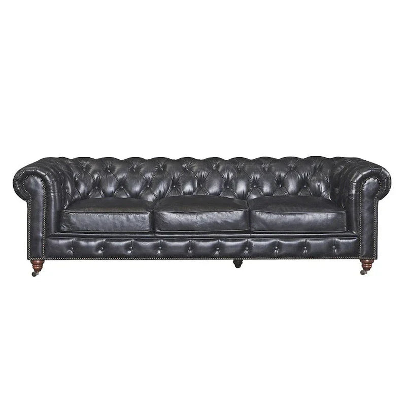 Canapé Chesterfield Century - Cuir châtaigne clair