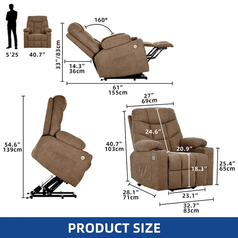 Fauteuil Canapé Inclinable Moderne de Massage et Chauffage