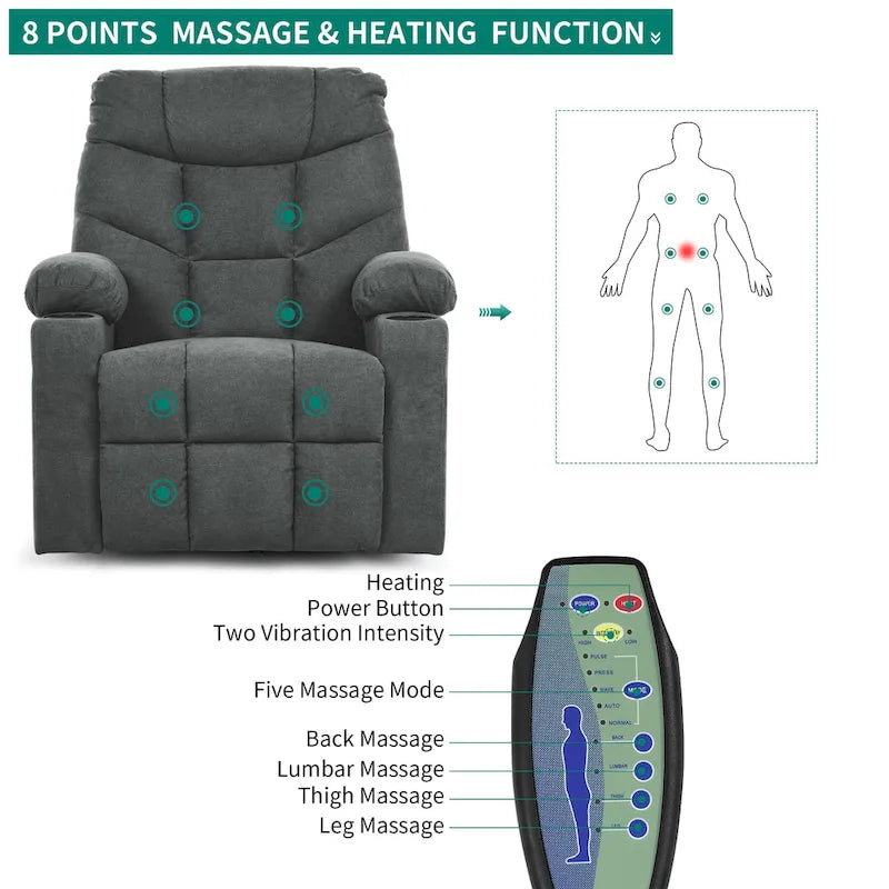 Fauteuil Canapé Inclinable Moderne de Massage et Chauffage