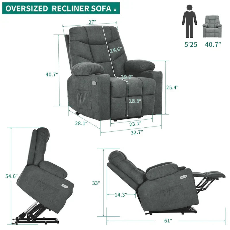 Fauteuil Canapé Inclinable Moderne de Massage et Chauffage