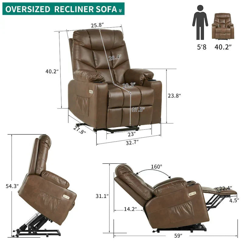 Fauteuil Canapé Inclinable Moderne de Massage et Chauffage
