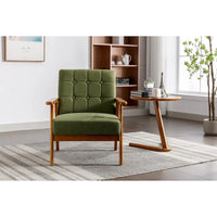 Fauteuil d'appoint avec accoudoirs et pieds en bois massif, pour salon, chambre à coucher, studio