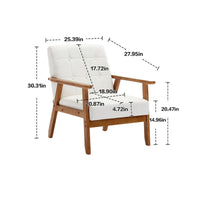 Fauteuil d'appoint avec accoudoirs et pieds en bois massif, pour salon, chambre à coucher, studio
