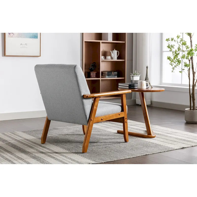 Fauteuil d'appoint avec accoudoirs et pieds en bois massif, pour salon, chambre à coucher, studio