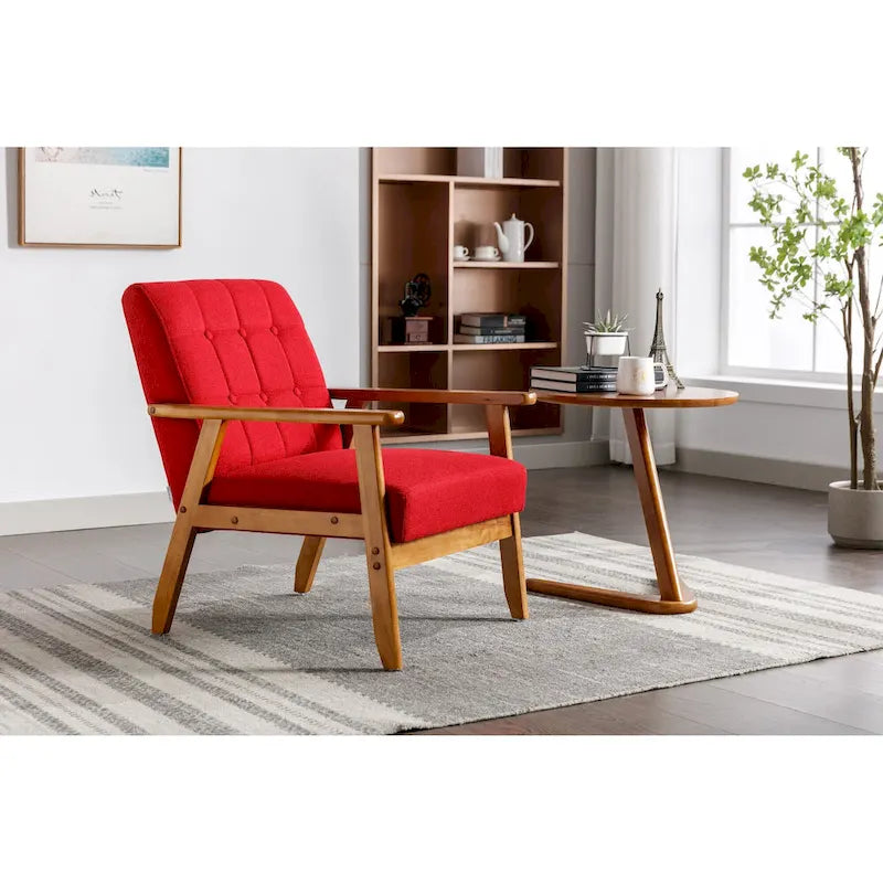Fauteuil d'appoint avec accoudoirs et pieds en bois massif, pour salon, chambre à coucher, studio
