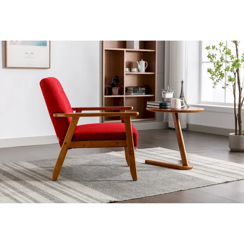 Fauteuil d'appoint avec accoudoirs et pieds en bois massif, pour salon, chambre à coucher, studio