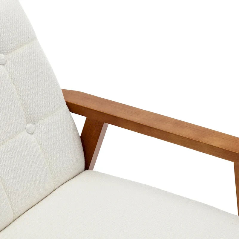 Fauteuil d'appoint avec accoudoirs et pieds en bois massif, pour salon, chambre à coucher, studio