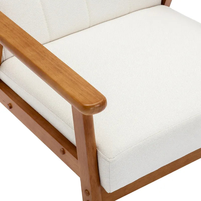 Fauteuil d'appoint avec accoudoirs et pieds en bois massif, pour salon, chambre à coucher, studio