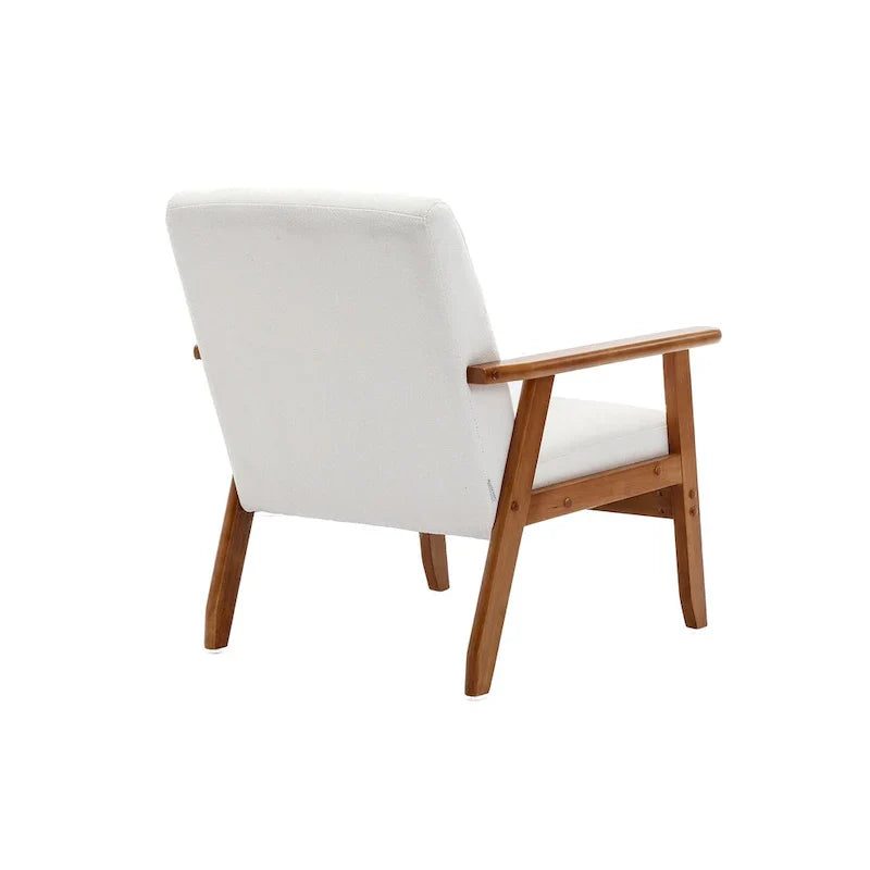 Fauteuil d'appoint avec accoudoirs et pieds en bois massif, pour salon, chambre à coucher, studio