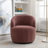Fauteuil pivotant en tissu bouclette avec anneau en métal thermolaqué