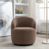 Fauteuil pivotant en tissu bouclette avec anneau en métal thermolaqué