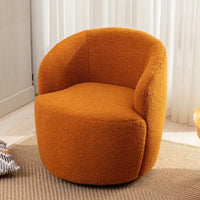 Fauteuil pivotant en tissu bouclette avec anneau en métal thermolaqué