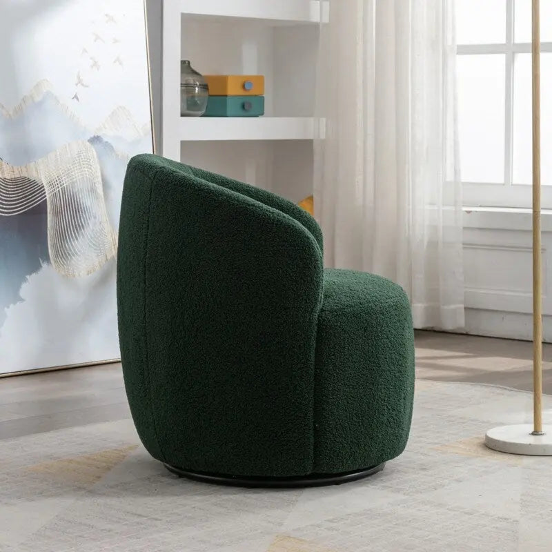 Fauteuil pivotant en tissu bouclette avec anneau en métal thermolaqué