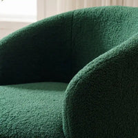 Fauteuil pivotant en tissu bouclette avec anneau en métal thermolaqué