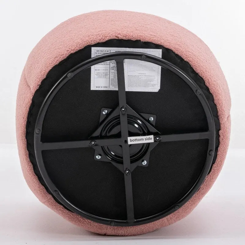 Fauteuil pivotant en tissu bouclette avec anneau en métal thermolaqué