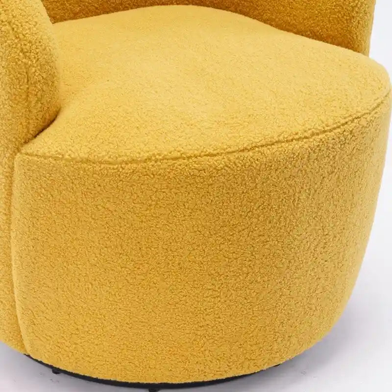Fauteuil pivotant en tissu bouclette avec anneau en métal thermolaqué