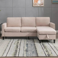 Canapé Sectionnel Convertible Mixoy avec Pouf de Rangement, Méridienne Réversible